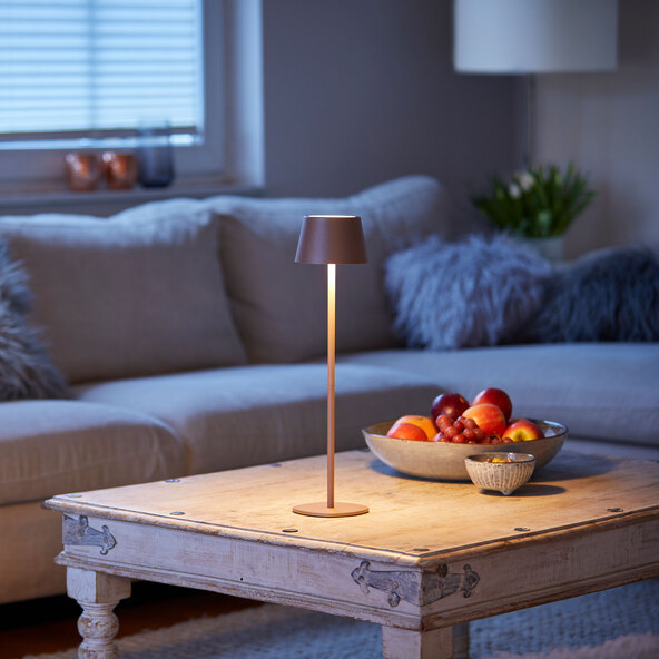 Lampe de table LED rechargeable 3 en 1, marron métallisé