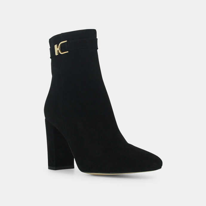 Bottines à boucle  en velours noir