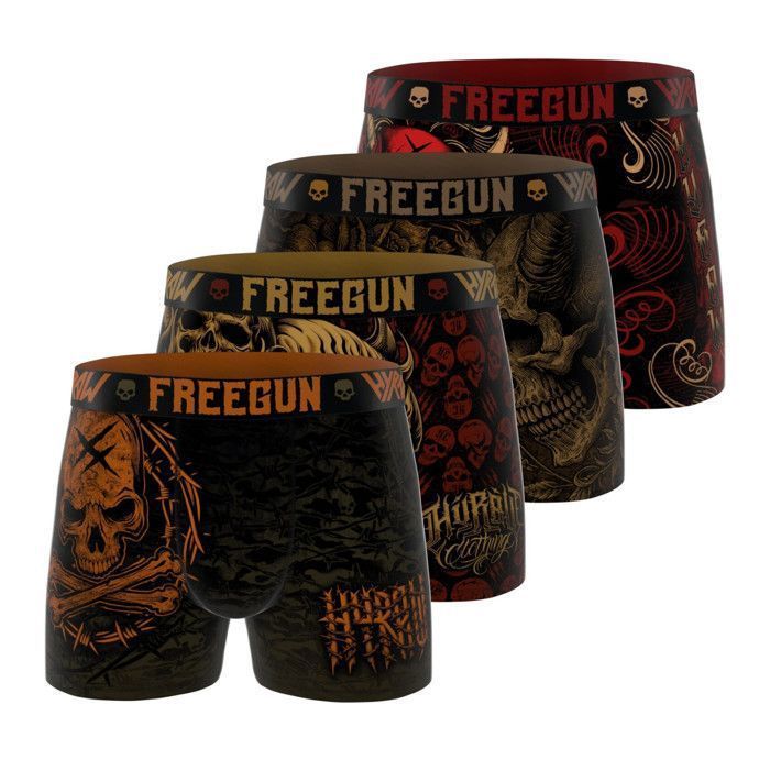 Calzoncillos bóxer Freegun HYRAW para hombre, ropa interior masculina - Negro (Paquete de 4)