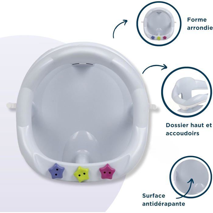 Anillo térmico de baño con estampado de flores azules - Para bebés de 7 a 16 meses - Hecho en Francia