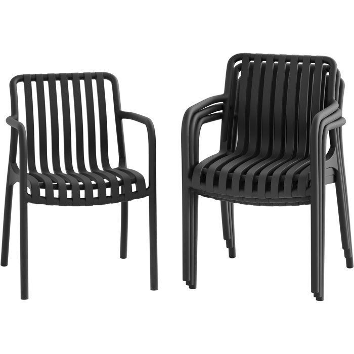 Juego de 4 sillas de jardín - SOLARIA - Apilables - Polipropileno reforzado - 55 x 58 x 81 cm - Negro