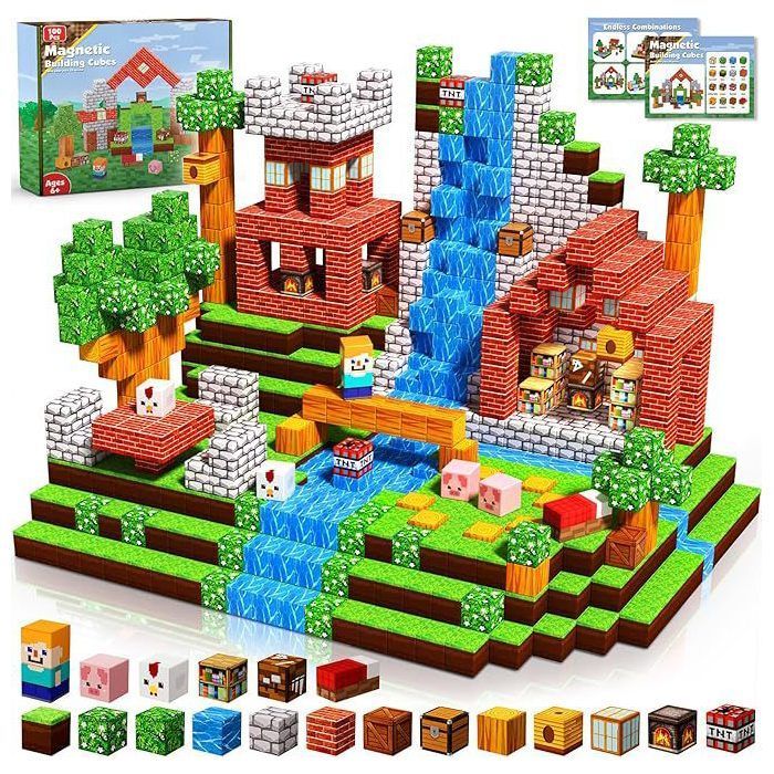 Magnetische bouwblokken, 100-delige set magnetische bouwblokken, Montessori-speelgoed voor kinderen