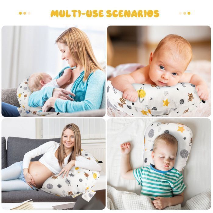 Almohada de lactancia 3 en 1: almohada pequeña multifuncional con correa ajustable para la cintura y funda extraíble.