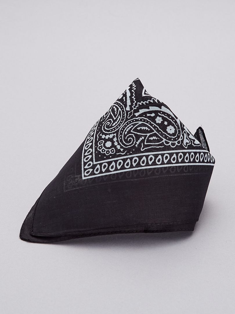 Bandana de algodão estampada - preta