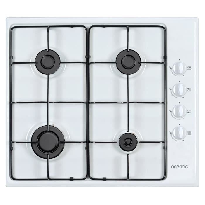 Placa de gas OCEANIC de 4 quemadores - Esmalte blanco