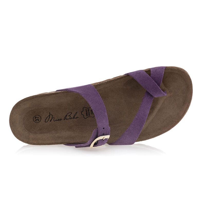 Sandalias moradas para mujer / Zapatos de punta abierta