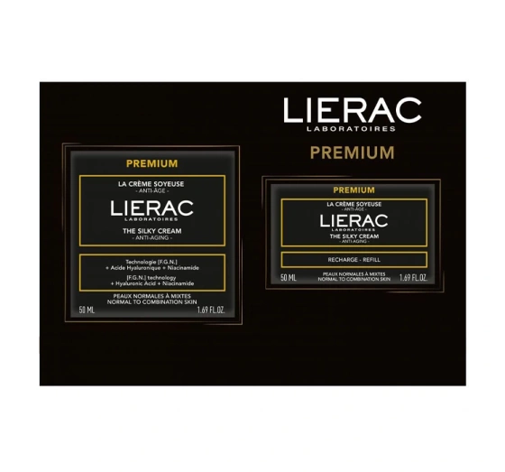 Lierac Premium zestaw jedwabisty krem przeciwzmarszczkowy 50 ml   refill kremu 50 ml