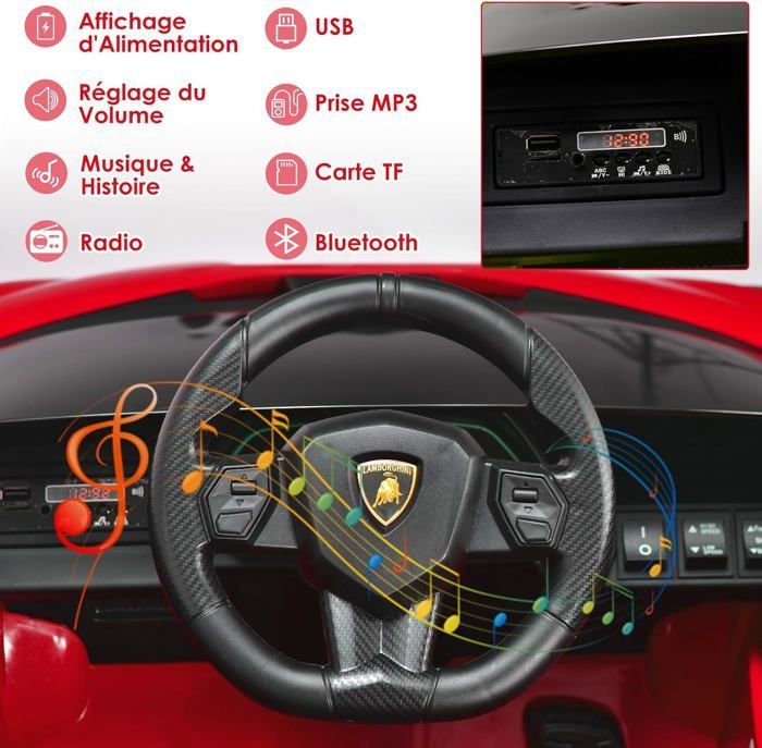Lamborghini Sian 12V/4.5Ah Electric Ride-On Car for Children Ages 3-8, 2.4G Remote Control, 2 Motors, MP3, USB, TF Card, Radio, Storytelling, Red
