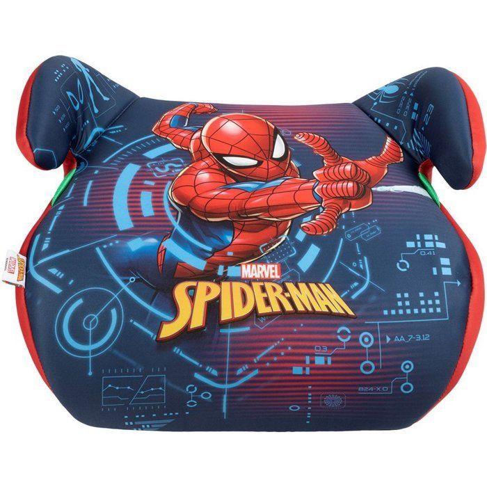 Siège auto rehausseur Tataway Marvel Spiderman i-Size ECE R129, enfant 125-150 cm, graphismes super-héros sur fond bleu