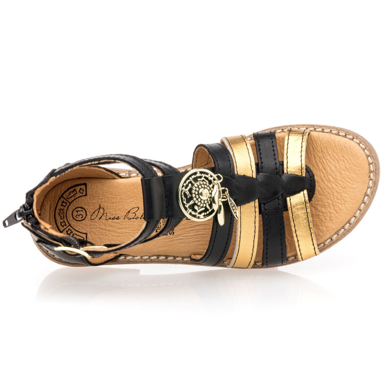  Sandalias negras para niñas / Zapatos de punta abierta