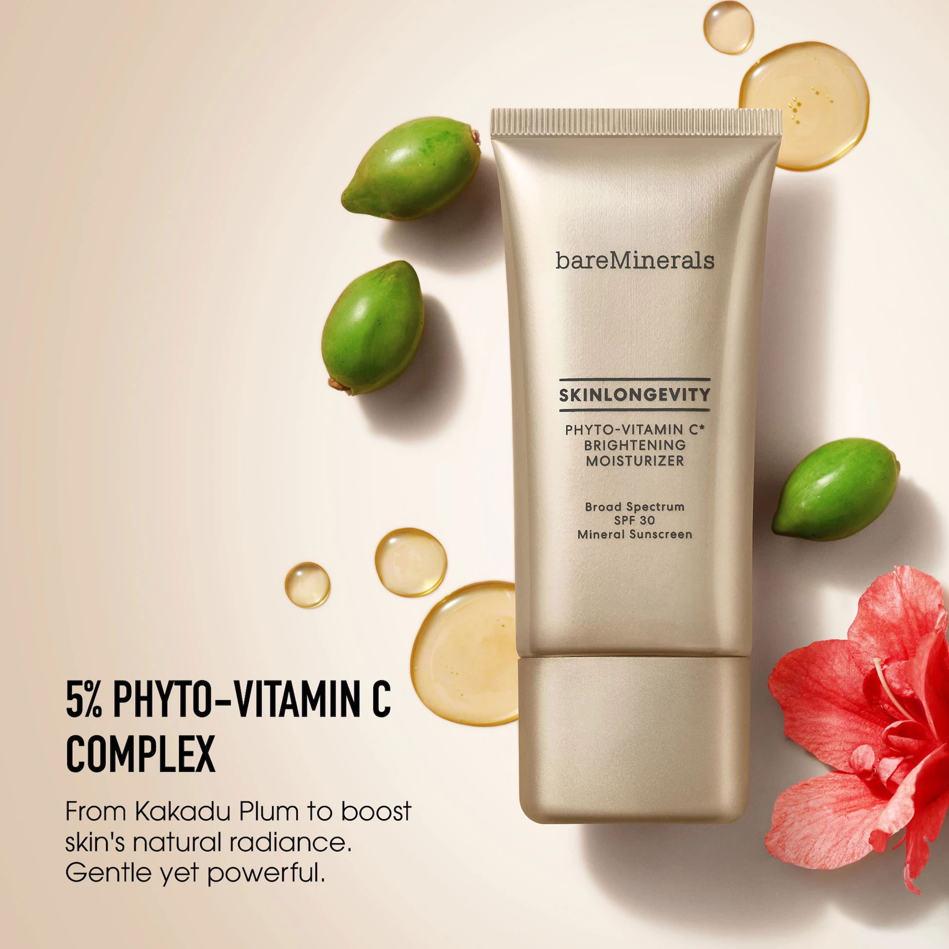 Cremă hidratantă minerală iluminatoare cu fito-vitamina C Skinlongevity SPF30 50 ml - bareMinerals