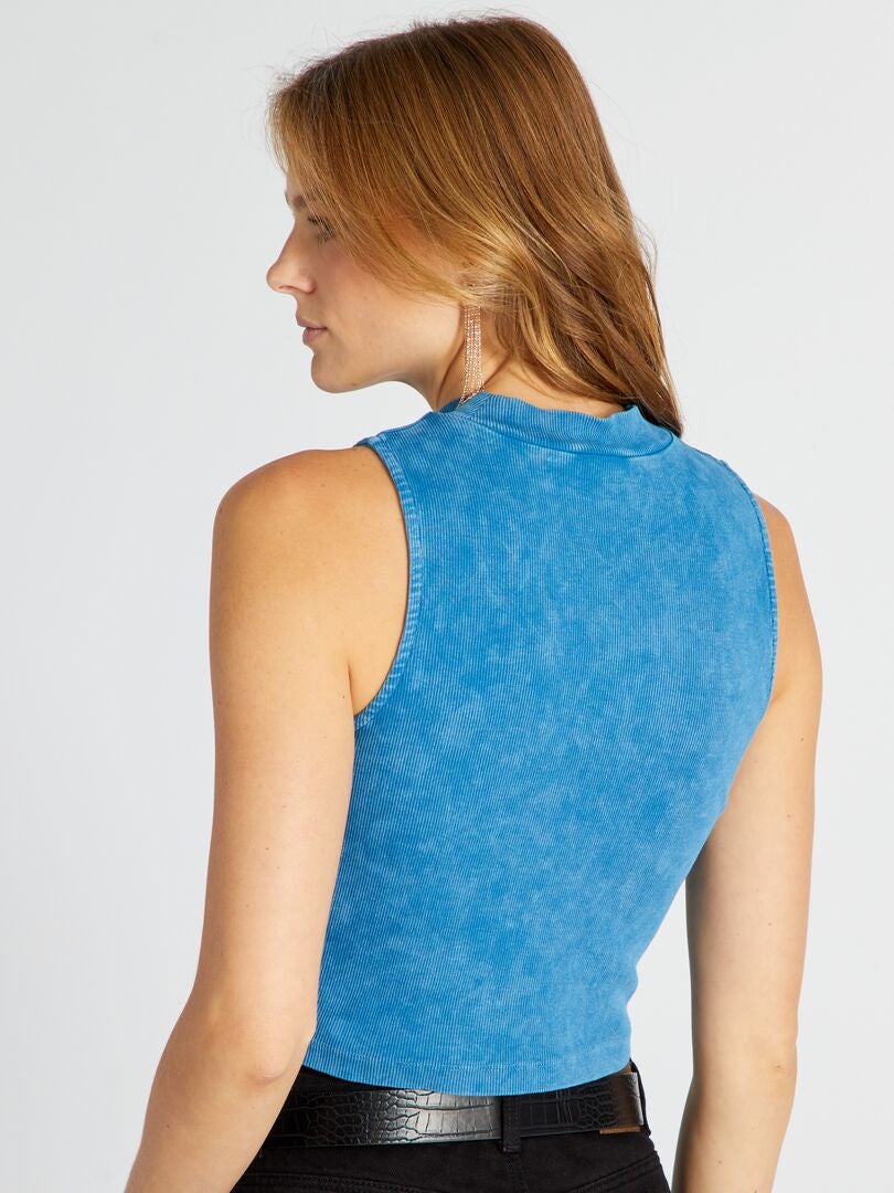 Regata cropped canelada - AZUL