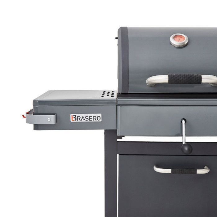 Barbacoa de carbón Favex de 110 cm, color negro, color gris plomo, color gris metalizado + plancha de gas