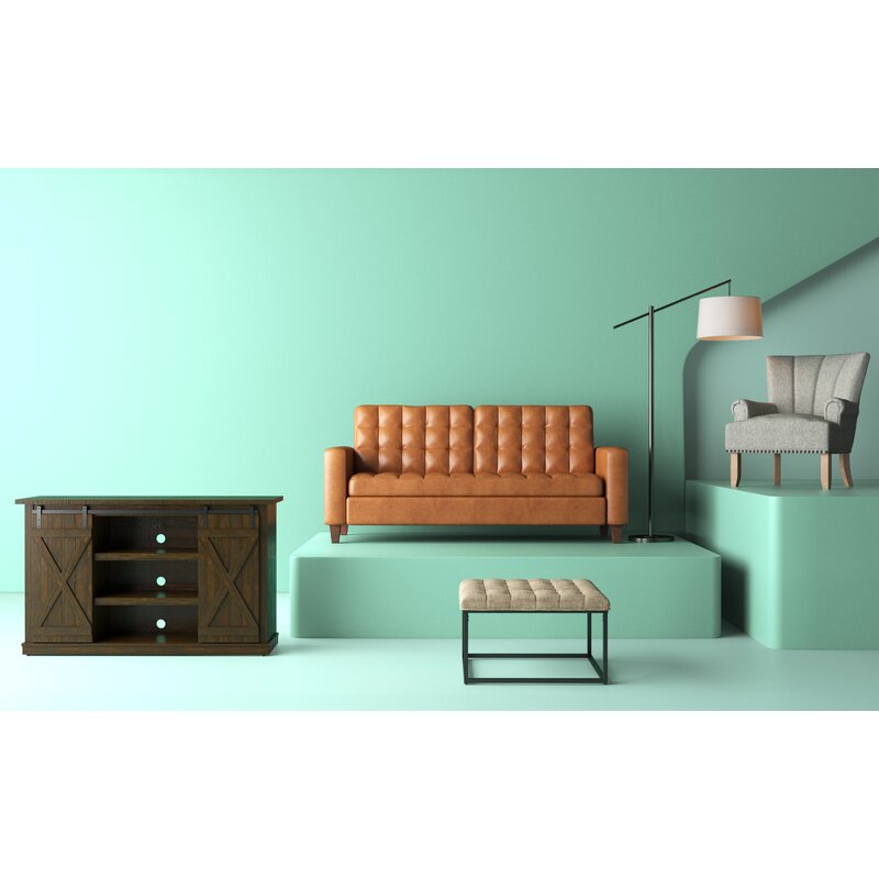 Sofá Milton de 76 polegadas com braços quadrados em couro vegano