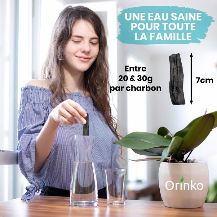 Orinko – Binchotan Bio Eau X6 Taille M – Charbon Actif Japonais Kishu Wakayama – Filtration 2L/Bâton