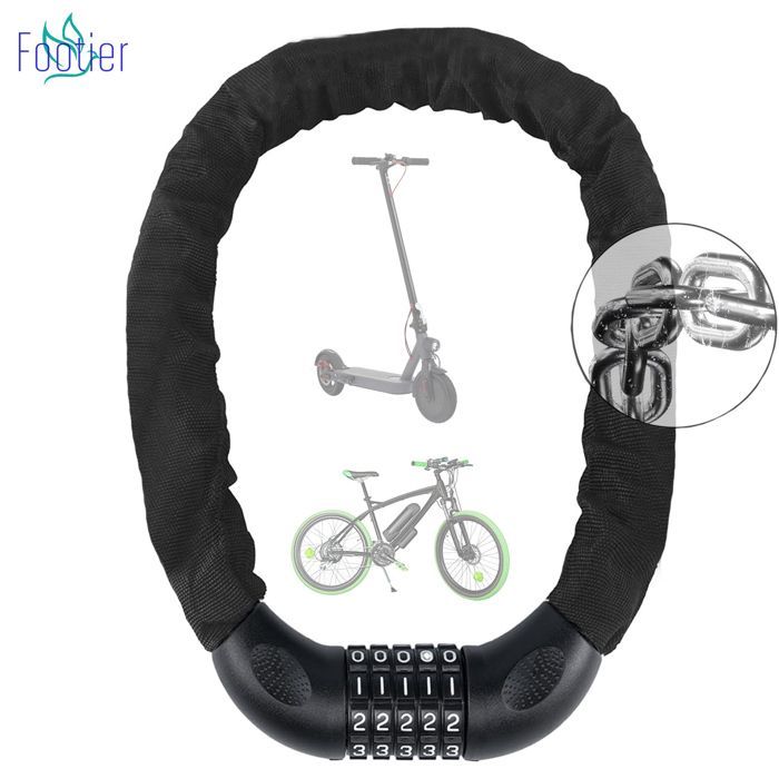 Cadena antirrobo para bicicleta de 100 cm, candado de combinación de 5 dígitos para bicicletas eléctricas/de montaña, motocicletas, patinetes eléctricos y puertas.