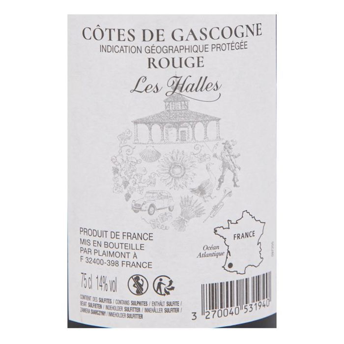 Côtes de Gascogne IGP punaviini 2020 75cl LES HALLES