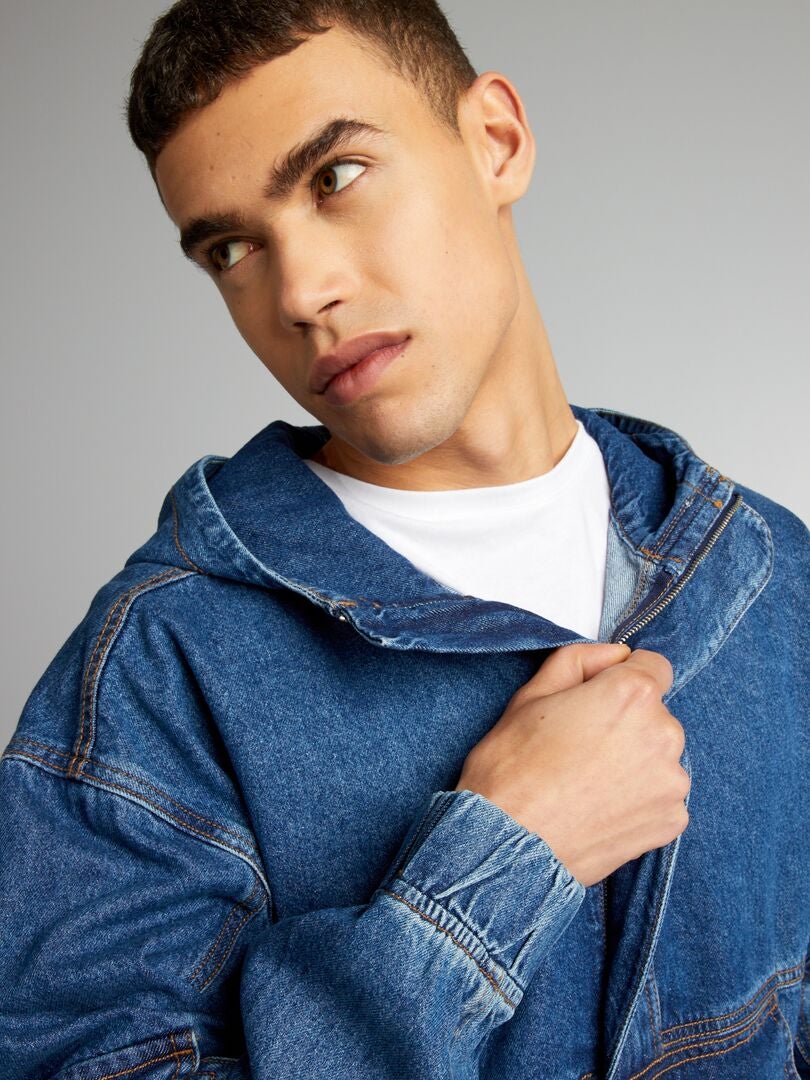 Moletom jeans com capuz - AZUL