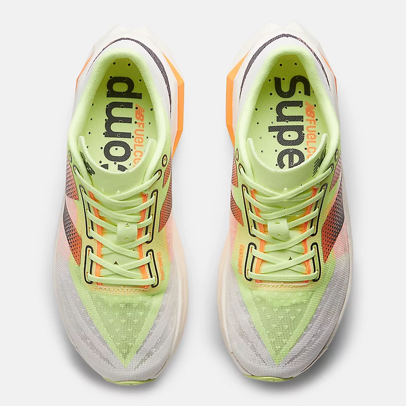 Women's FuelCell SuperComp Elite v4 Shoes – White with Bleached Lime and Hot Mango