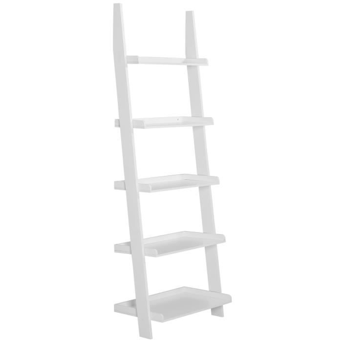 DEUBA | Étagère murale - Style échelle 180 cm | Meuble de rangement décoration 5 tablettes