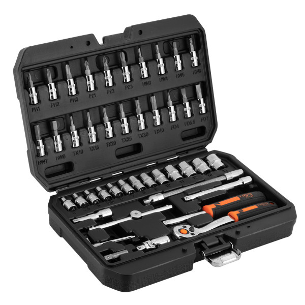 Klucze nasadowe 1/4” CrV 46szt. walizka NEO 10-004