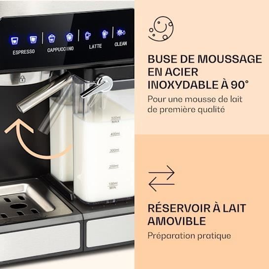 Klarstein Espressomaschine – 1350 W – Kaffeemaschine – 20 Bar – 1,8 l – Touch-Bedienfeld – Grau