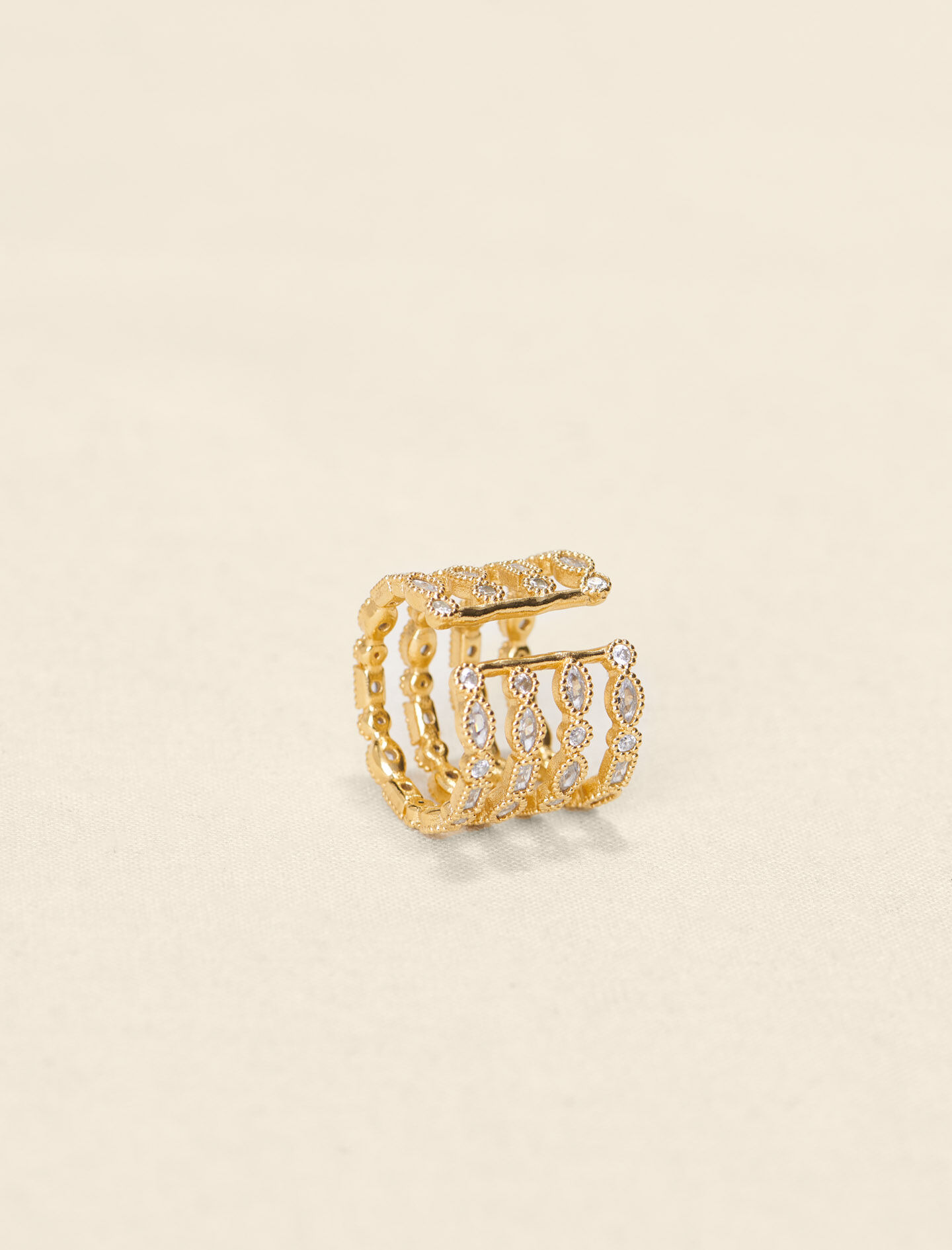 Ring versierd met strass-steentjes - Goud