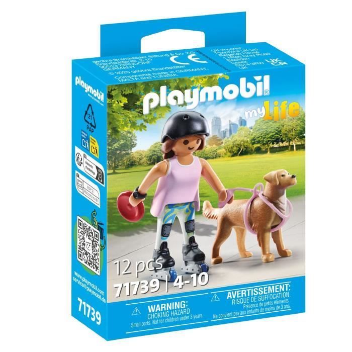 PLAYMOBIL 71739 Girl on roller skates with Retriever, My Life, 12 pieces, Ages 4+