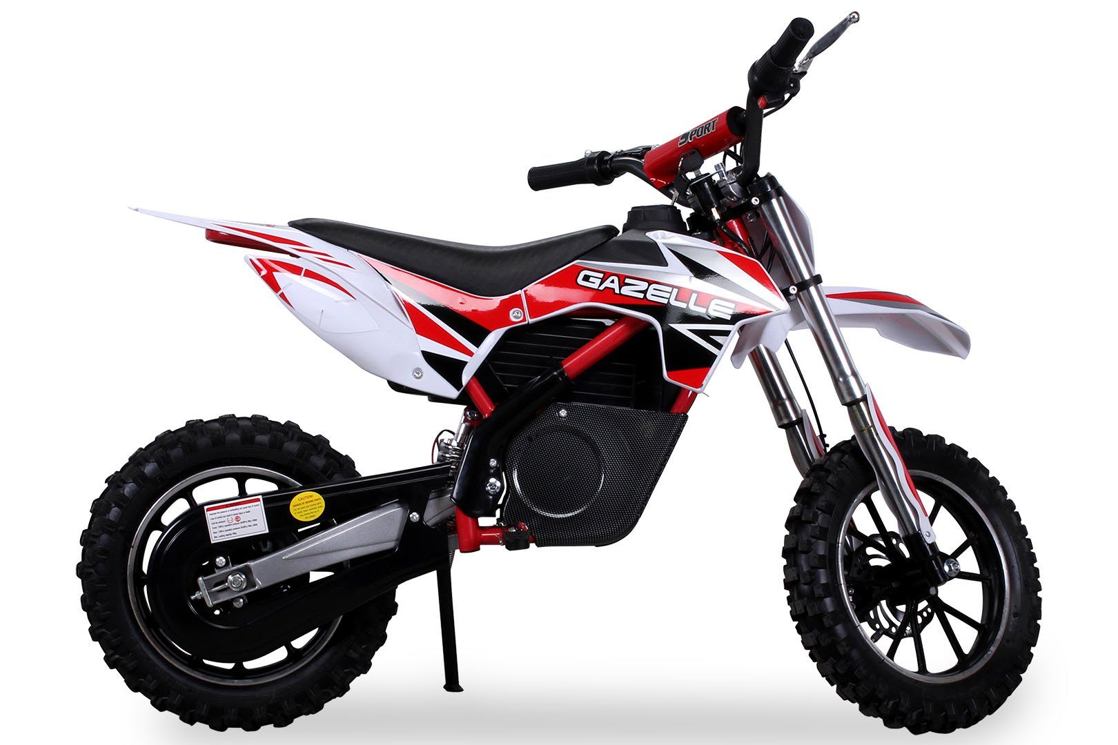 Actionbikes Motors Sähköinen lasten moottoripyörä Gazelle 500W - lasten minicross-pyörä 5-vuotiaille sähkökäyttöinen - 7 - 25 km/h, kantavuus 60 kg, (1 kpl), lasten minicross-pyörä, minicross-pitbike, taskupyörä - 3 kaasutaskua