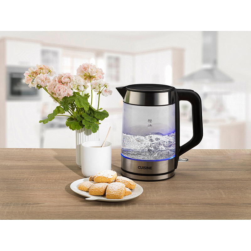 Cuisine Wasserkocher 1,7 l, Glas/Edelstahl, Cuisine