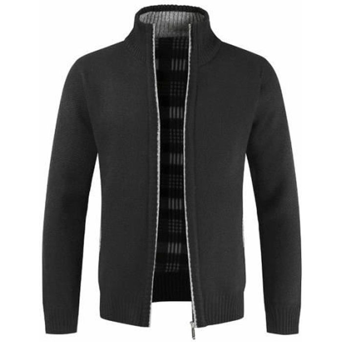 Jersey de invierno para hombre - LEOCLOTHO - Cárdigan con cuello XL - Cuello alto - Corte ajustado - Cierre de cremallera