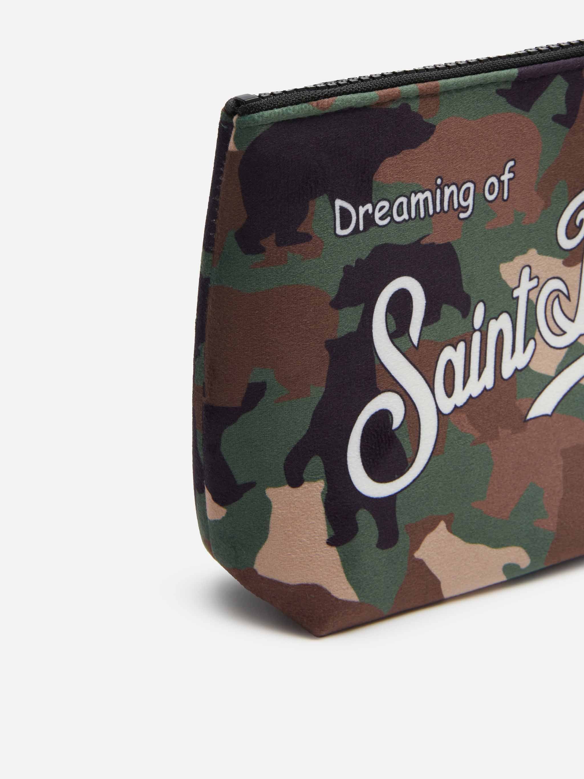 A-Linien-Clutch aus Wolle mit Allover-Bären-Camouflage-Muster