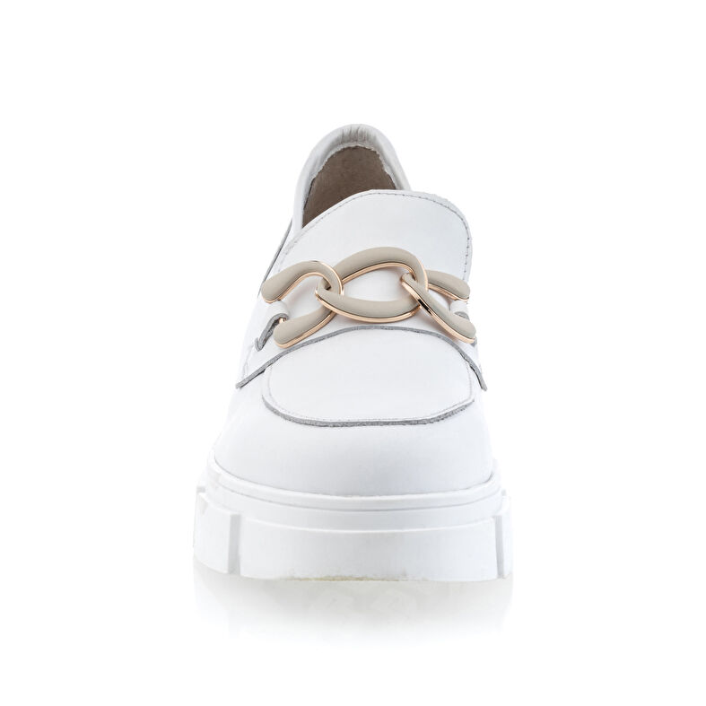 Weiße Damen-Loafer/Bootsschuhe