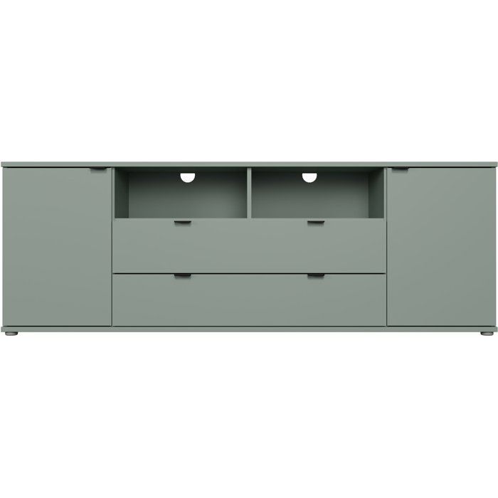 Mobile porta TV - GANYMEDE - Salvia - 2 ante, 2 cassetti, 2 ripiani - 179,8 x 41,3 x 63,1 cm