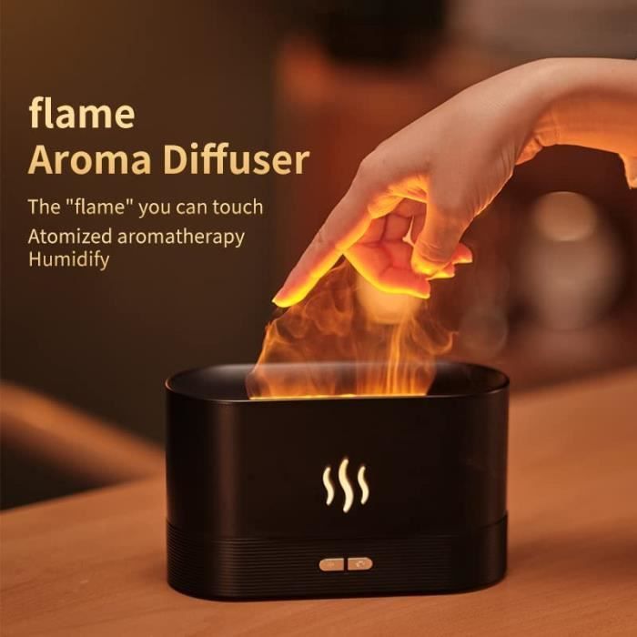 Färgglad flamformad luftfuktare med arom för hem och kontor, med automatiskt avstängningsskydd, 180 ml