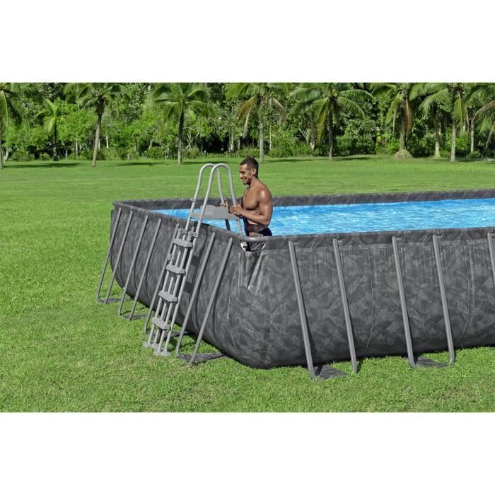 Kit piscine hors sol tubulaire BESTWAY - APX 365 - 956 x 488 x 132 cm - Rectangulaire (Filtre à sable, 500g polysphère, échelle, bâc