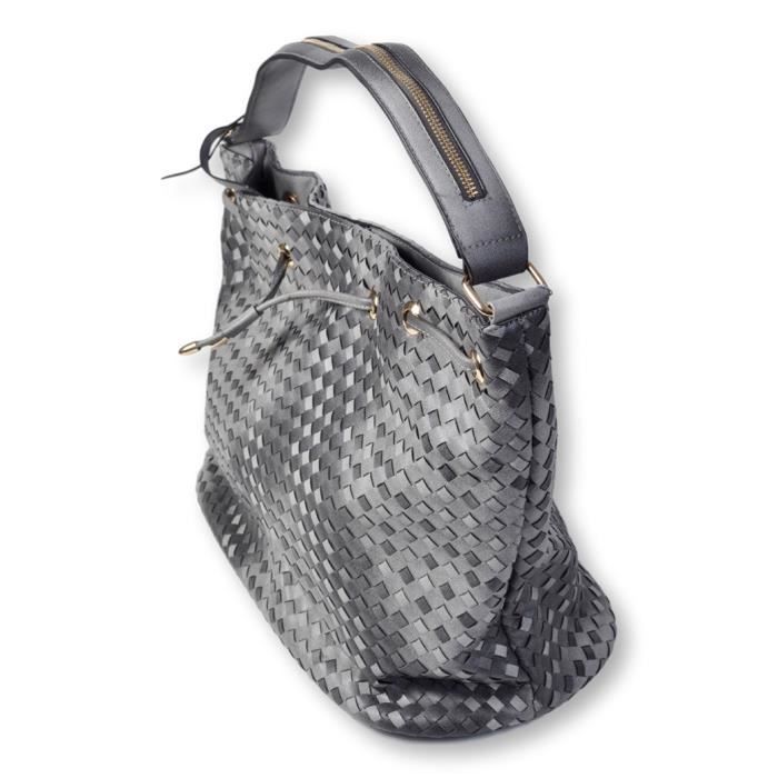 Bolso de mano - TOM & EVA PARIS - Modelo gris - 100% PU - Compartimento con cremallera - Mujer