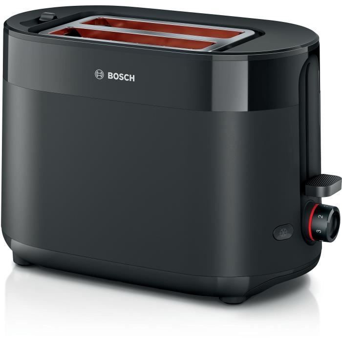Toaster - BOSCH - TAT2M123 MyMoment - Black - 2 slices - automatic bread centering - defrost and reheat functions