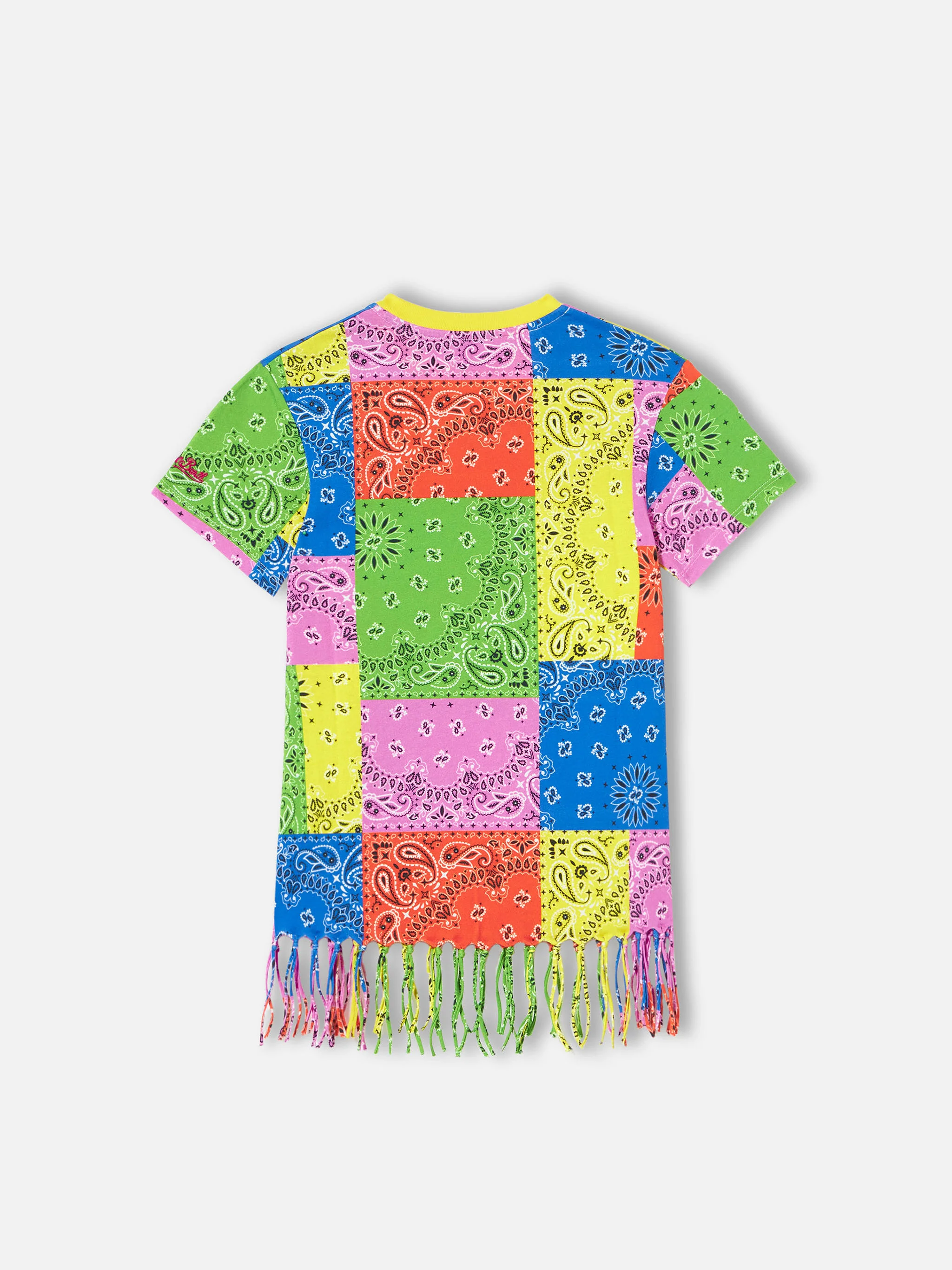 Katoenen jurk voor meisjes met neon bandana-print