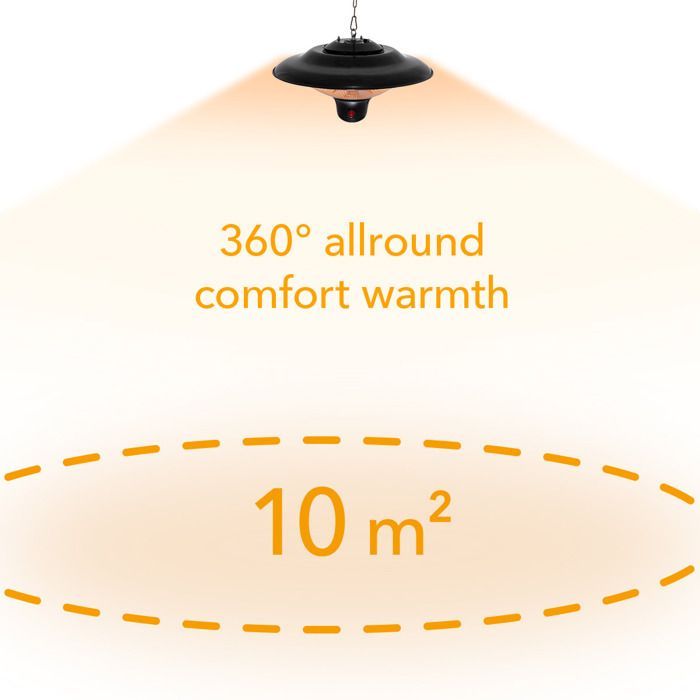 TROTEC IR 1500 SC Riscaldatore radiante di design sospeso - Riscaldatore per esterni - 1500 watt - 3 velocità