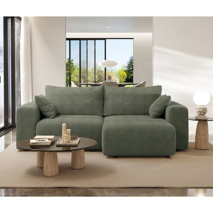 Omkeerbare hoekbank - 4-zits - BOGOTA - Groene stof - 227 x 138 x 86 cm