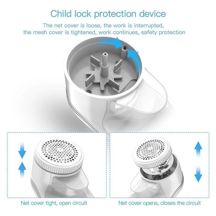 Rasoir Anti-Bouloche MARQUEUNE,Anti-Peluche Électrique,Tondeuse à Textile de USB Rechargeable Portable(blanc)