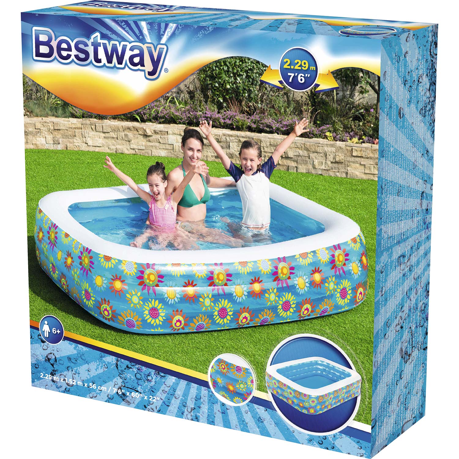  Bestway Happy Flora Inflatable Swimming Pool 229 x 152 x 56 cm