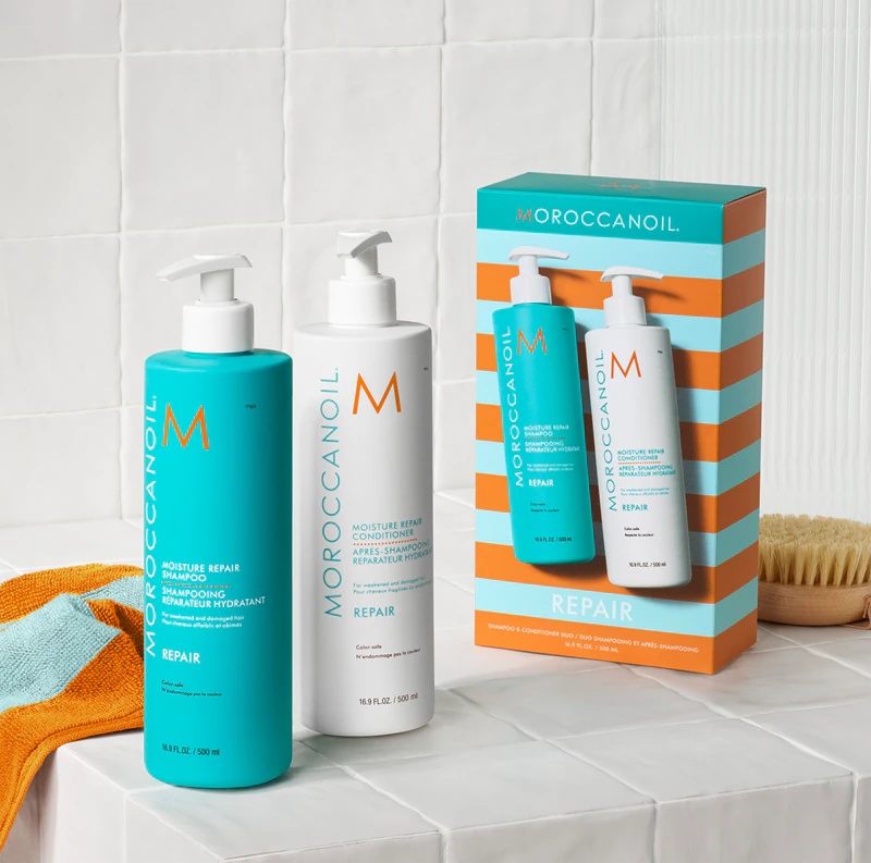 Moroccanoil Repair šampūna un kondicioniera komplekts ķīmiski bojātiem matiem