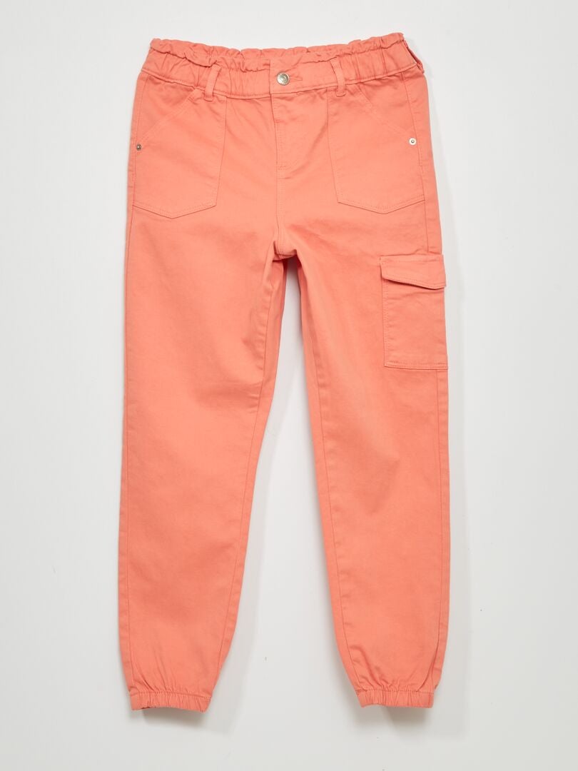 Papieren broek met zakken - ORANJE