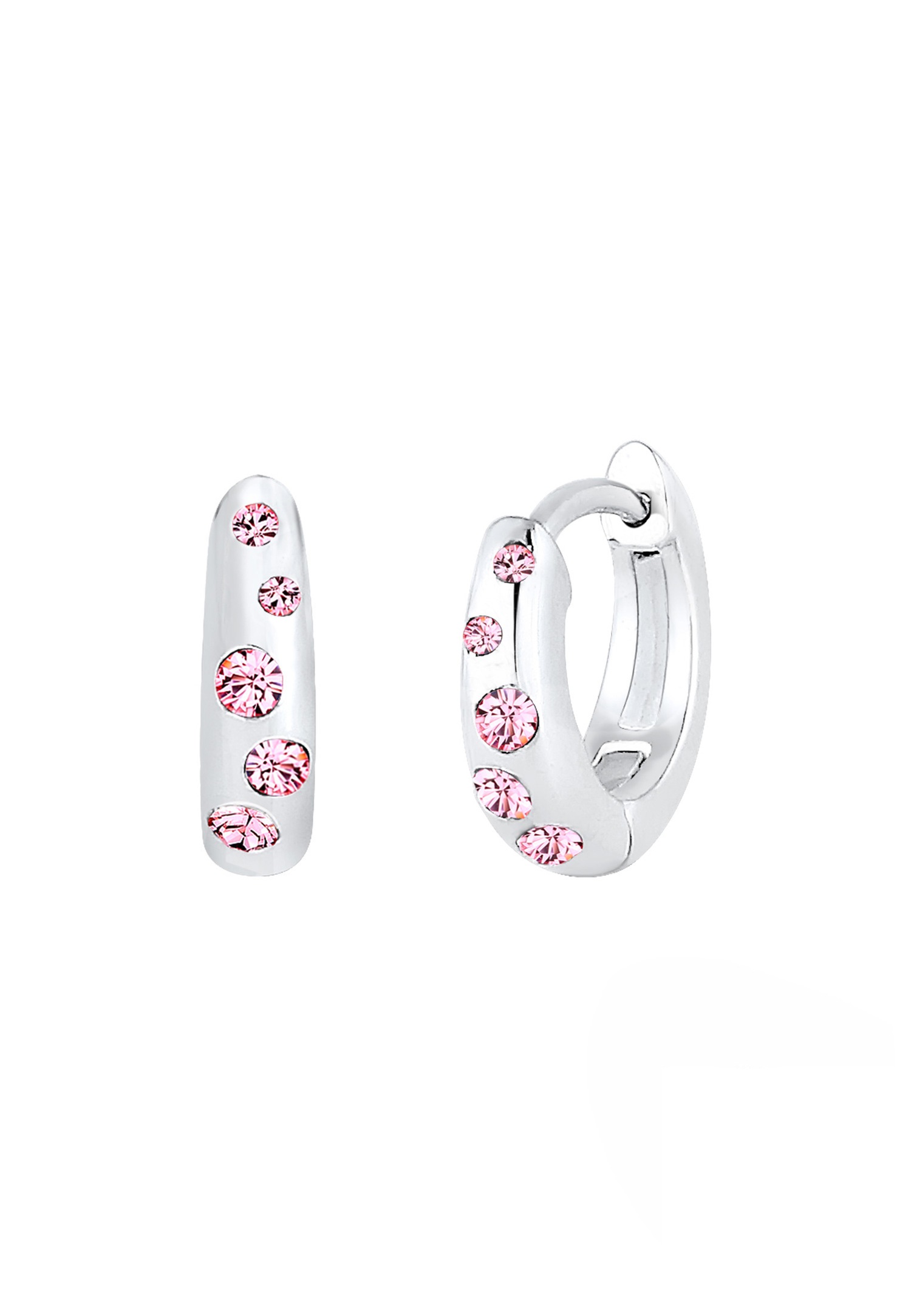 Elli Enfants Créoles Filigrane avec Cristaux Rose en Argent Sterling 925