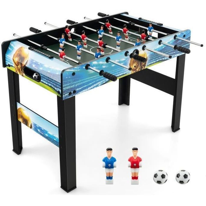 COSTWAY Tafelvoetbaltafel 94 cm voor 4 volwassenen en kinderen - 2 scoreborden van 10 punten - 14 kleurrijke spelers - 2 ballen - 4 afneembare poten - Hout