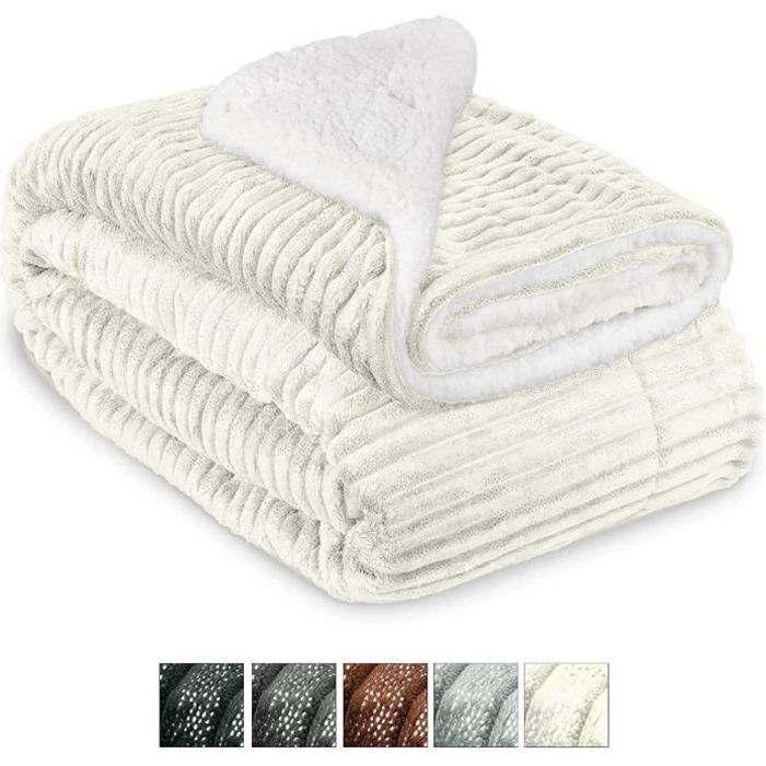 Beautissu Couvre lit Elisa Couverture polaire avec impressions scintillantes 220x240cm – Plaid doux Couverture chaude - Nature