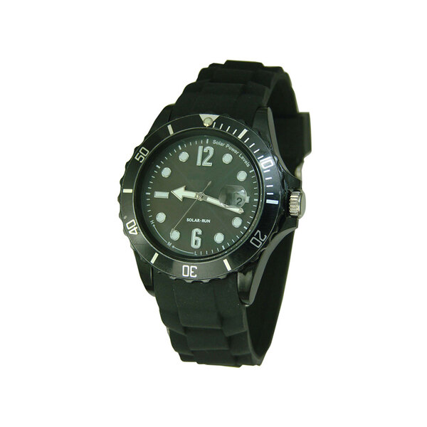 Orologio sportivo solare Lifemax, nero, impermeabile fino a 30 metri, con datario.