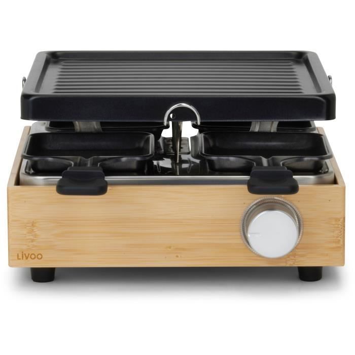 Appareil à raclette 4 personnes - LIVOO - DOC311 - 800W - 4 personnes - Plateau grill amovible antiadhésif - Thermostat ajustable